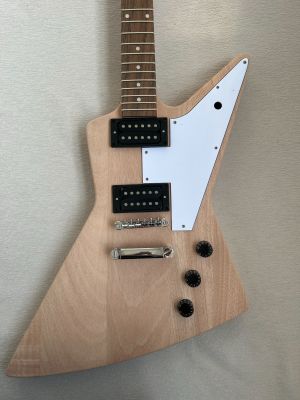 DIY Haze DKE 1958 Explorer Electric Guitar Kits 22Fret Mahogany Body HH Pickups