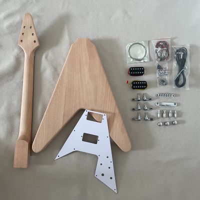 DIY Electric Guitar Kits Flying V Mahogany Body&Neck Rosewood Fingerboard Dot Inlay