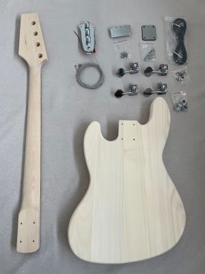 DIY JB Bass Guitar Kit Basswood Body Maple Neck Techwood Fingerboard 4-String
