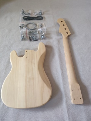 DIY 4 String Electric Bass Guitar Kits With Basswood Body Maple Neck Maple Fingerboard