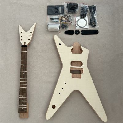 Diy Electric Guitar Kit Dimebag ML Style Mahogany Body Rosewood Fretboard Left Hand Maple Veneer