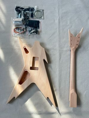 Diy Electric Guitar Kit Razorback Style Mahogany Body Rosewood Fretboard Maple Veneer