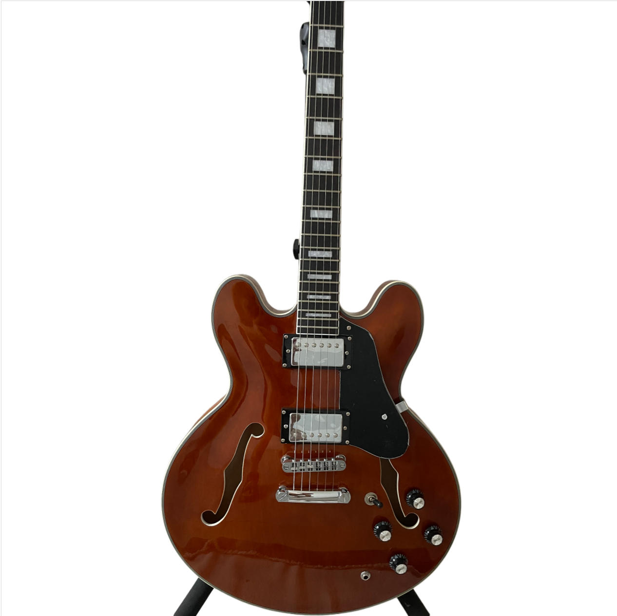 Higher Quality 335 Jazz Half Hollow Electric Guitar Brown Chrome Hardware