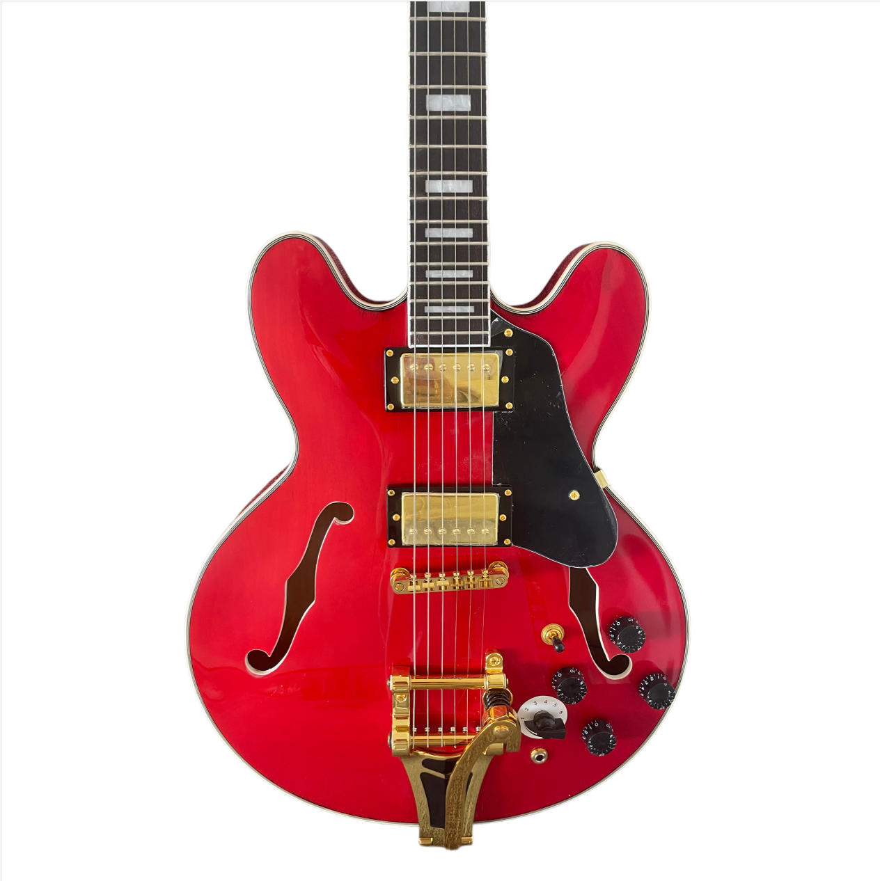 Custom Jazz Hollow 335 Electric Guitar Rosewood Fretboard Gold Hardware Accessories Square Inlay