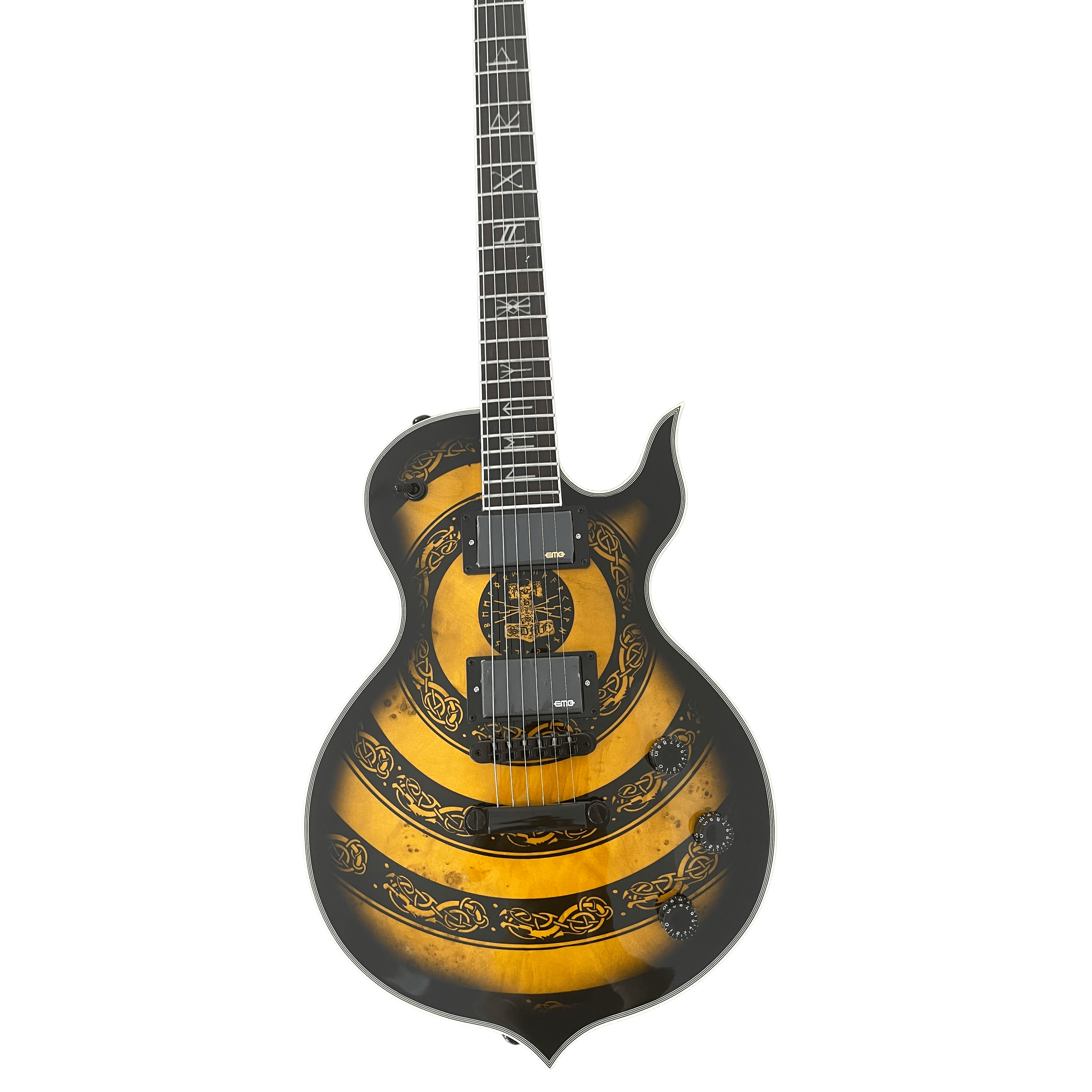 Lvybest Custom Irregular Body Wylde  Style Viking Totem Design Electric Guitar