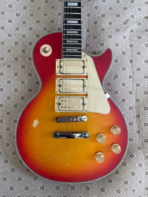 6-String Tune-O-Matic Bridge LP Electric Guitar 3 Pickups Cherry Flame Maple Top Nitro Finish