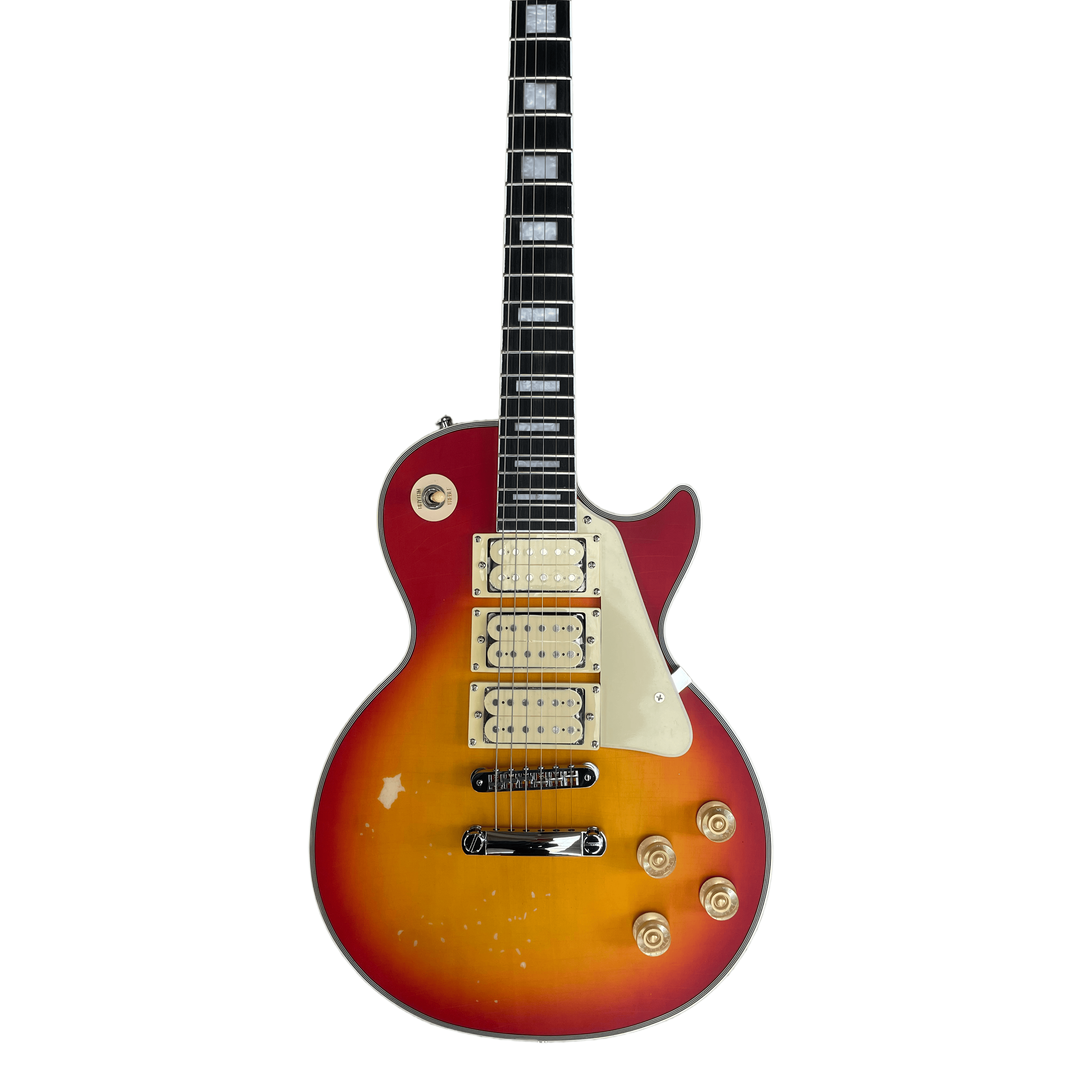 6-String Tune-O-Matic Bridge LP Electric Guitar 3 Pickups Cherry Flame Maple Top Nitro Finish