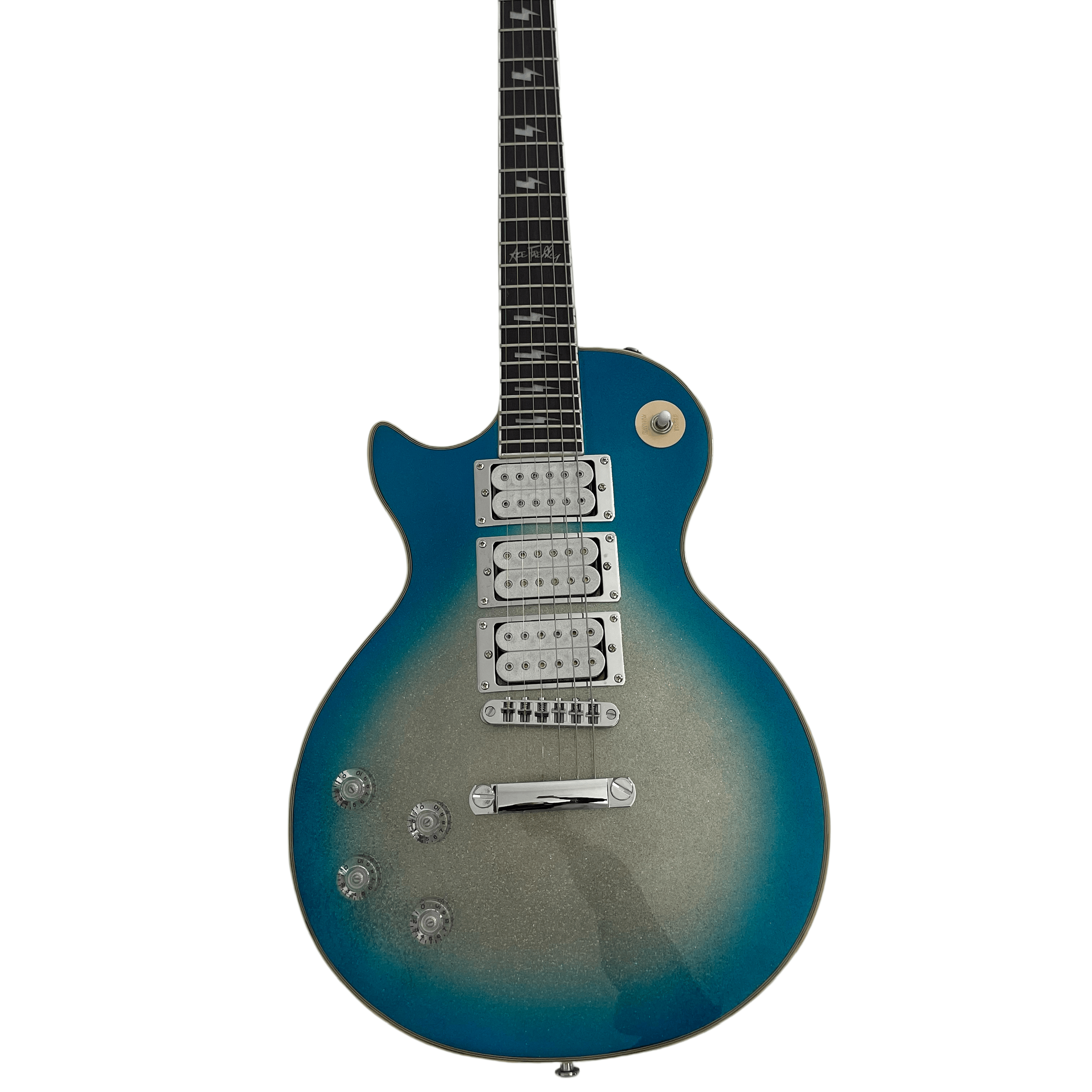 Left Hand LP Electric Guitar Ace Frehley Glitter Blue Large Grain 6-String Fixed Bridge Rosewood Fretboard
