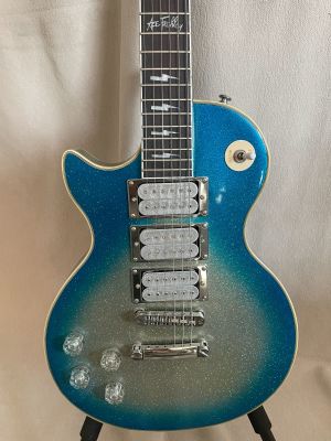 Left Hand LP Electric Guitar Ace Frehley Glitter Blue Large Grain 6-String Fixed Bridge Rosewood Fretboard