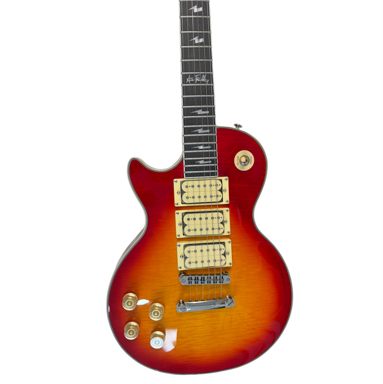 Left Hand LP Electric Guitar Ace Frehley Signature 3 Pickups Cherry Rosewood Fingerboard 6-String Fixed Bridge