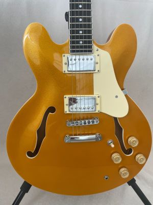 Classic F-Hole 335 Jazz Half Hollow Electric Guitar Gold Rosewood Fretboard