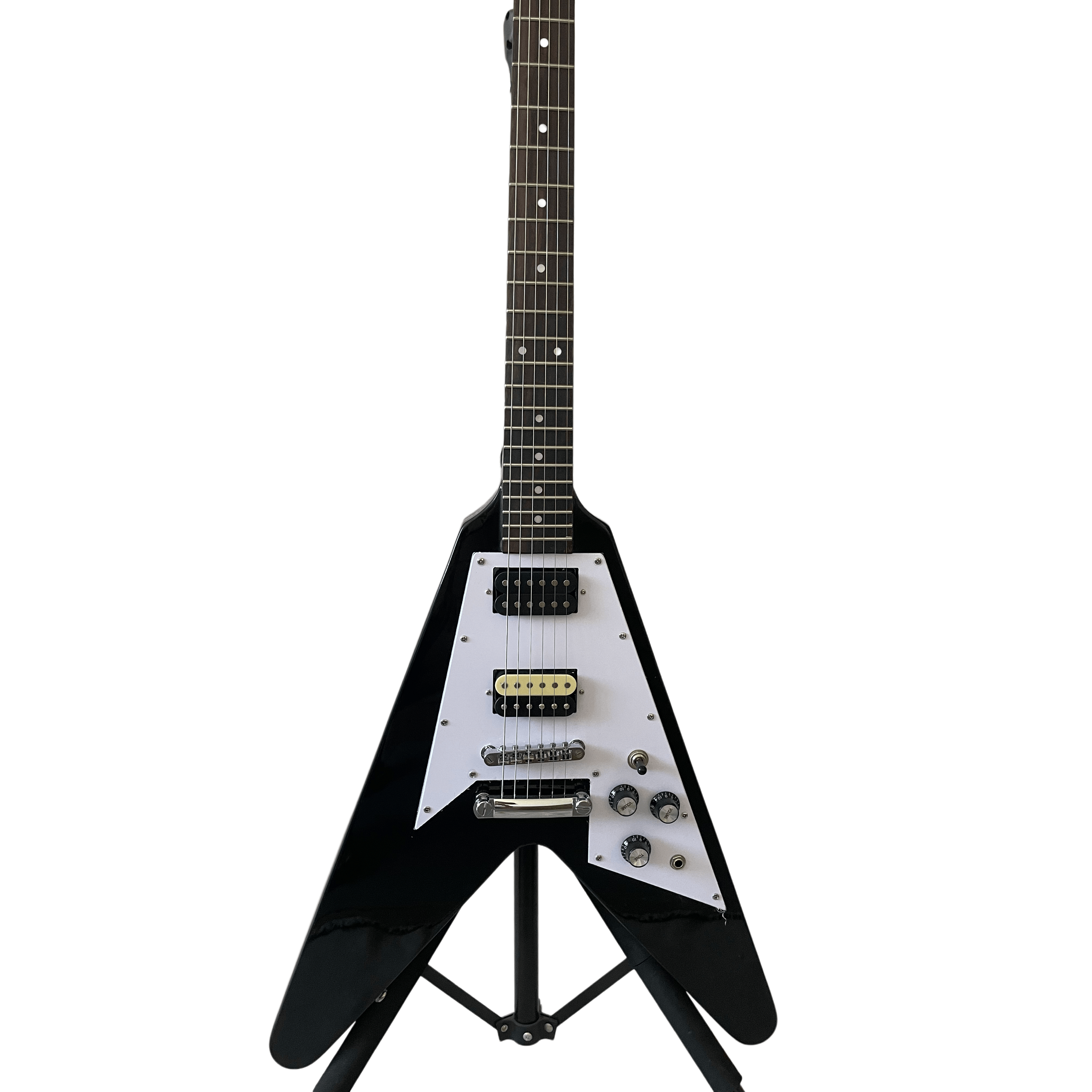 Shaped Flying V Electric Guitar Black Mahogany Body Rosewood Fingerboard