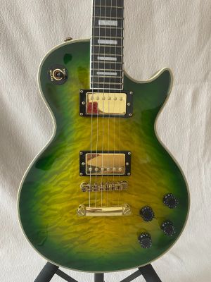 Large Patterned Green LP Electric Guitar, Mahogany Body Rosewood Fretboard