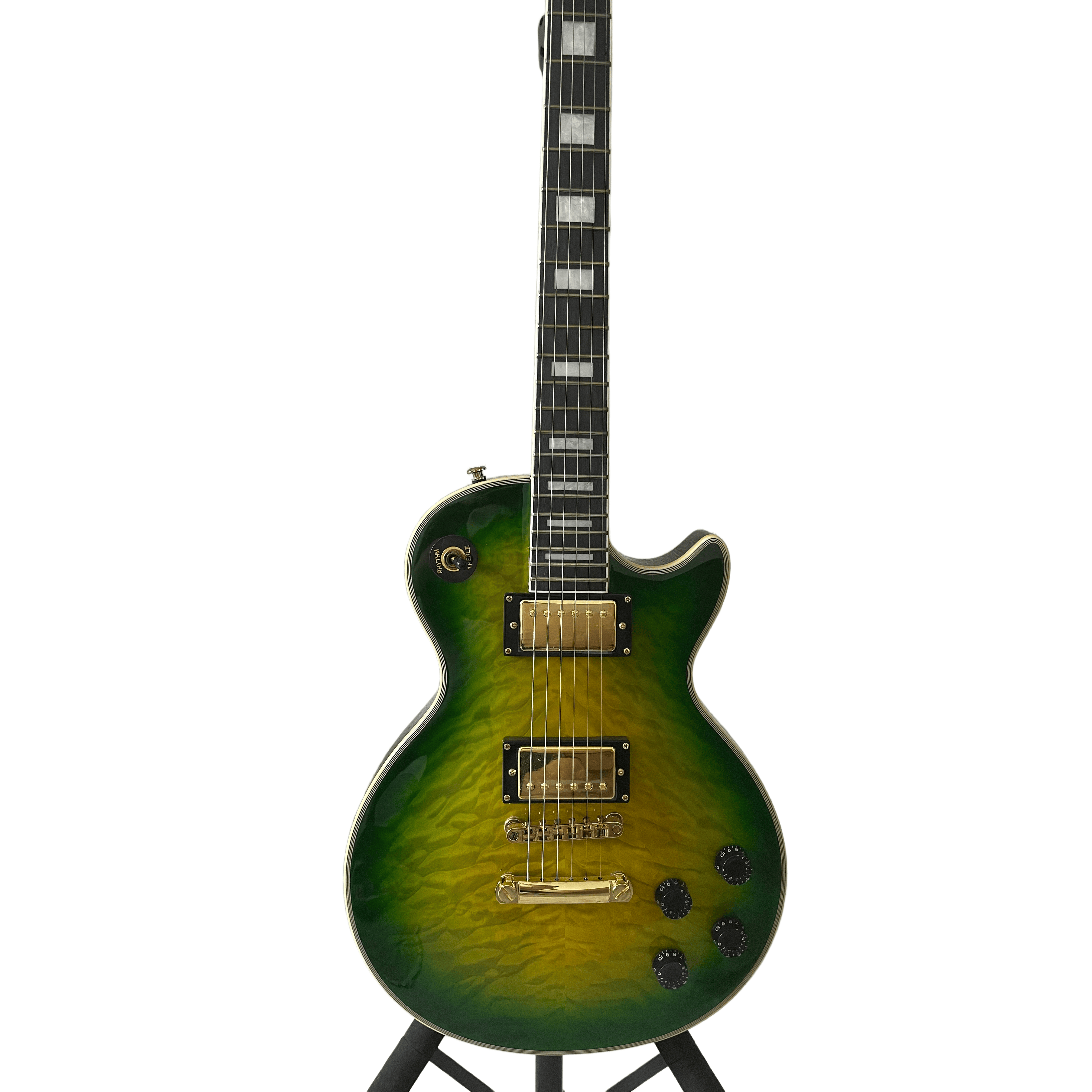 Large Patterned Green LP Electric Guitar, Mahogany Body Rosewood Fretboard