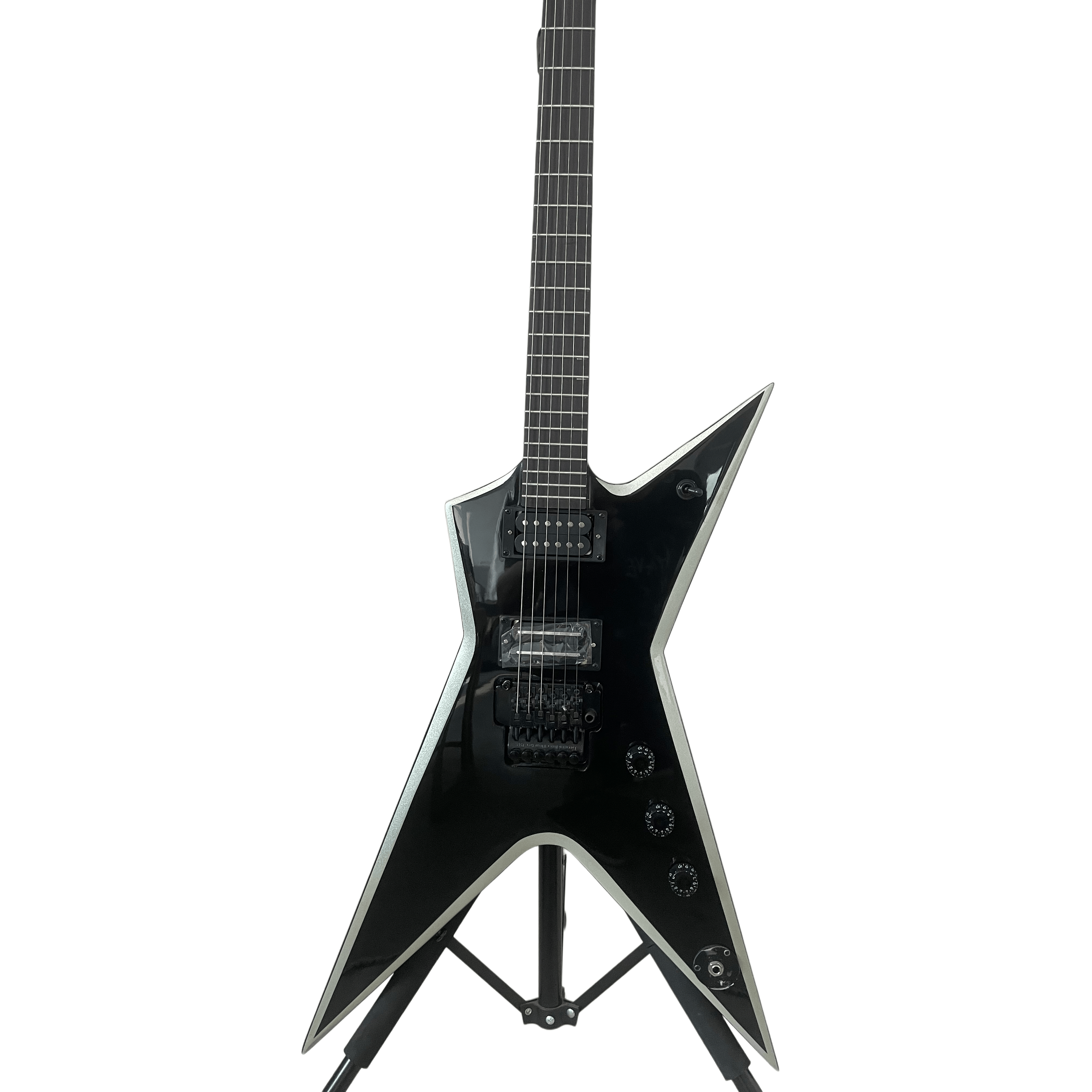 Dimebag Darrell Stealth Electric Guitar Black With Silver Bevels Floydrose vibrato