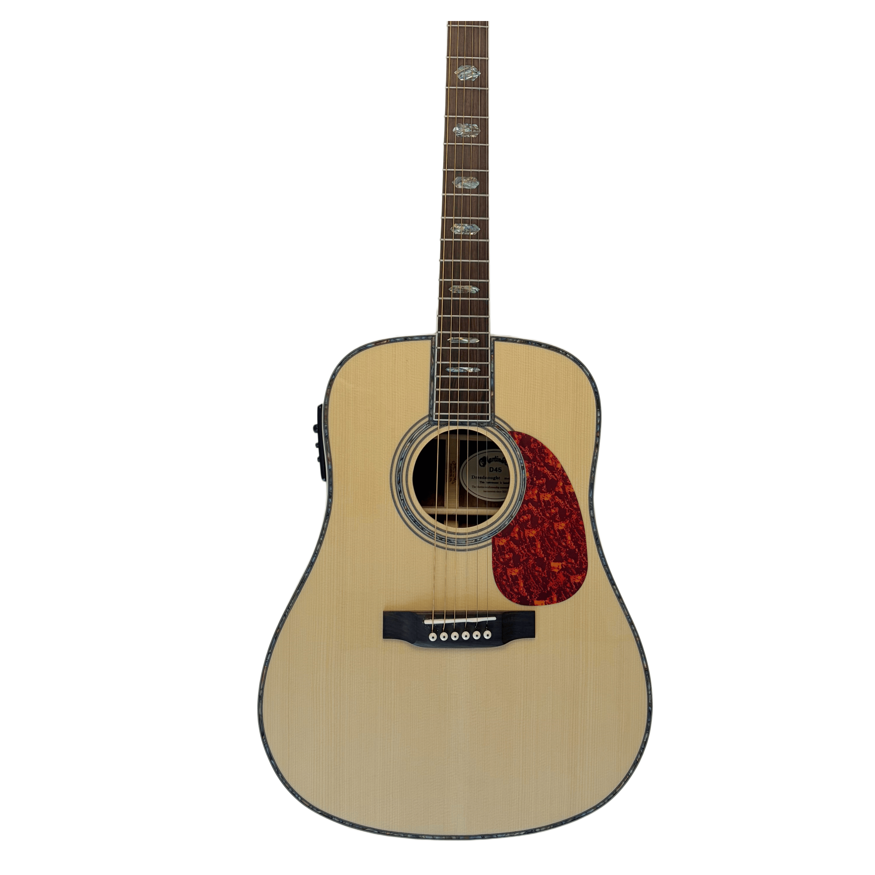 Handmade D45 Acoustic Electric Guitar With EQ Top Solid Spruce Abalone Inlay