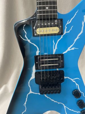 OEM 6 Strings Dimebag Darrel ML Electric Guitar Floydrose vibrato Blue Lightning Veneer