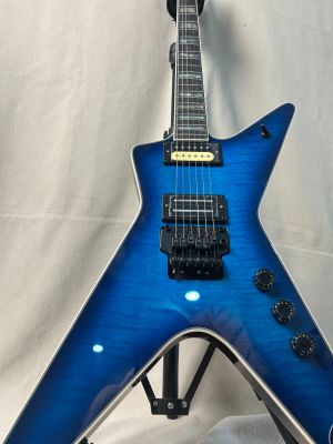 OEM Dimebag Darrell Electric Guitar Flame Maple Veneer New Blue Abalone Inlay