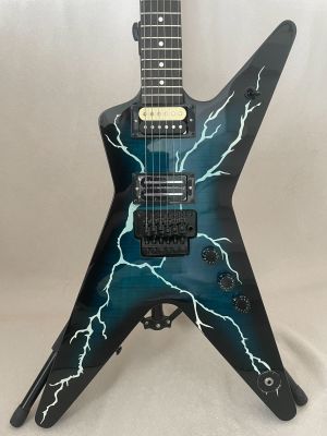 OEM Dimebag Darrell Signature Electric Guitar Dark Blue Flame Maple Top lightning pattern