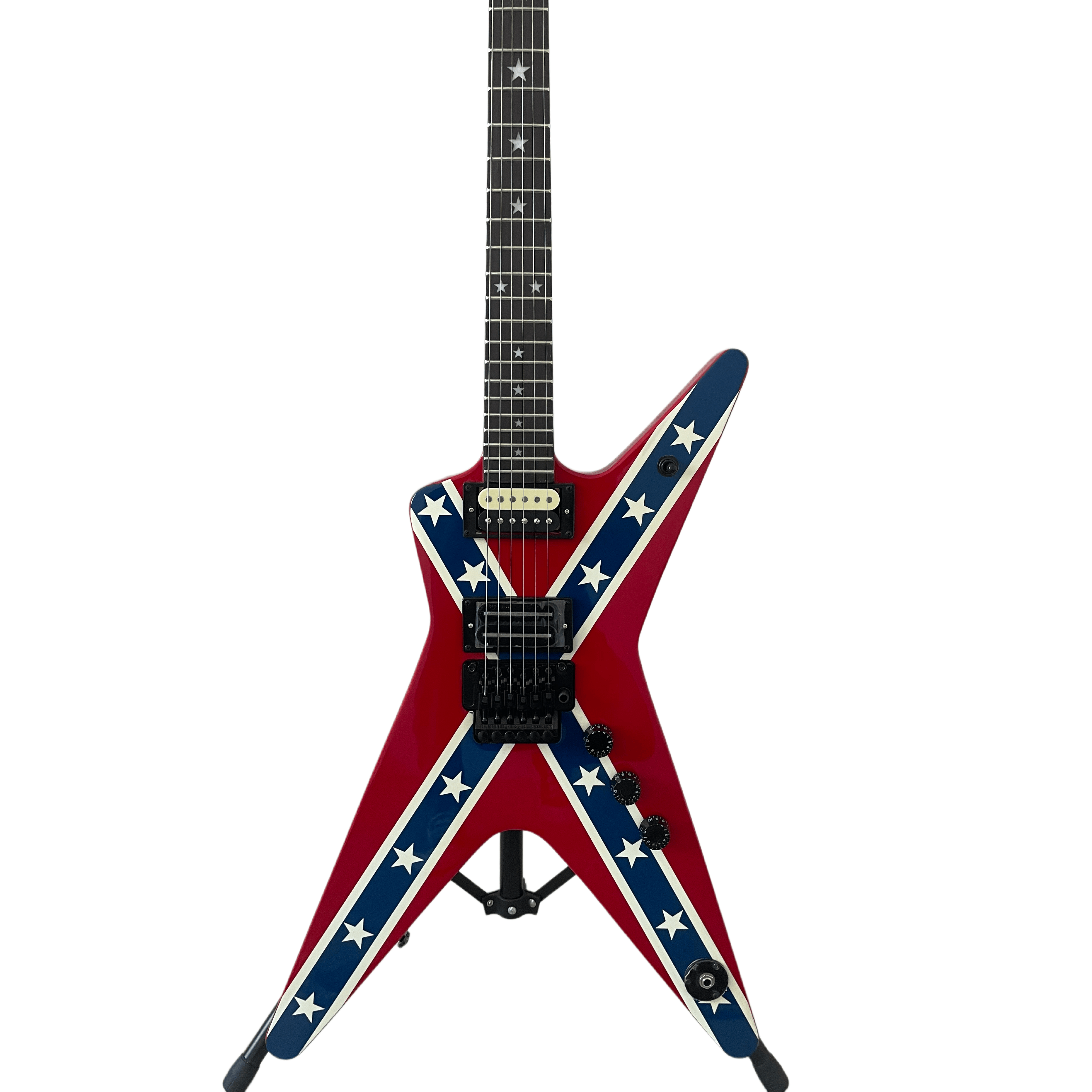 Red 6-string 3ST Dimebag Darrell Electric Guitar Blue Star Stripe Pattern Rosewood Fingerboard