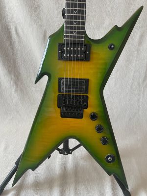 OEM 6 Strings Electric Guitar Flame Maple Top Floydrose vibrato Green  Mahogany Body
