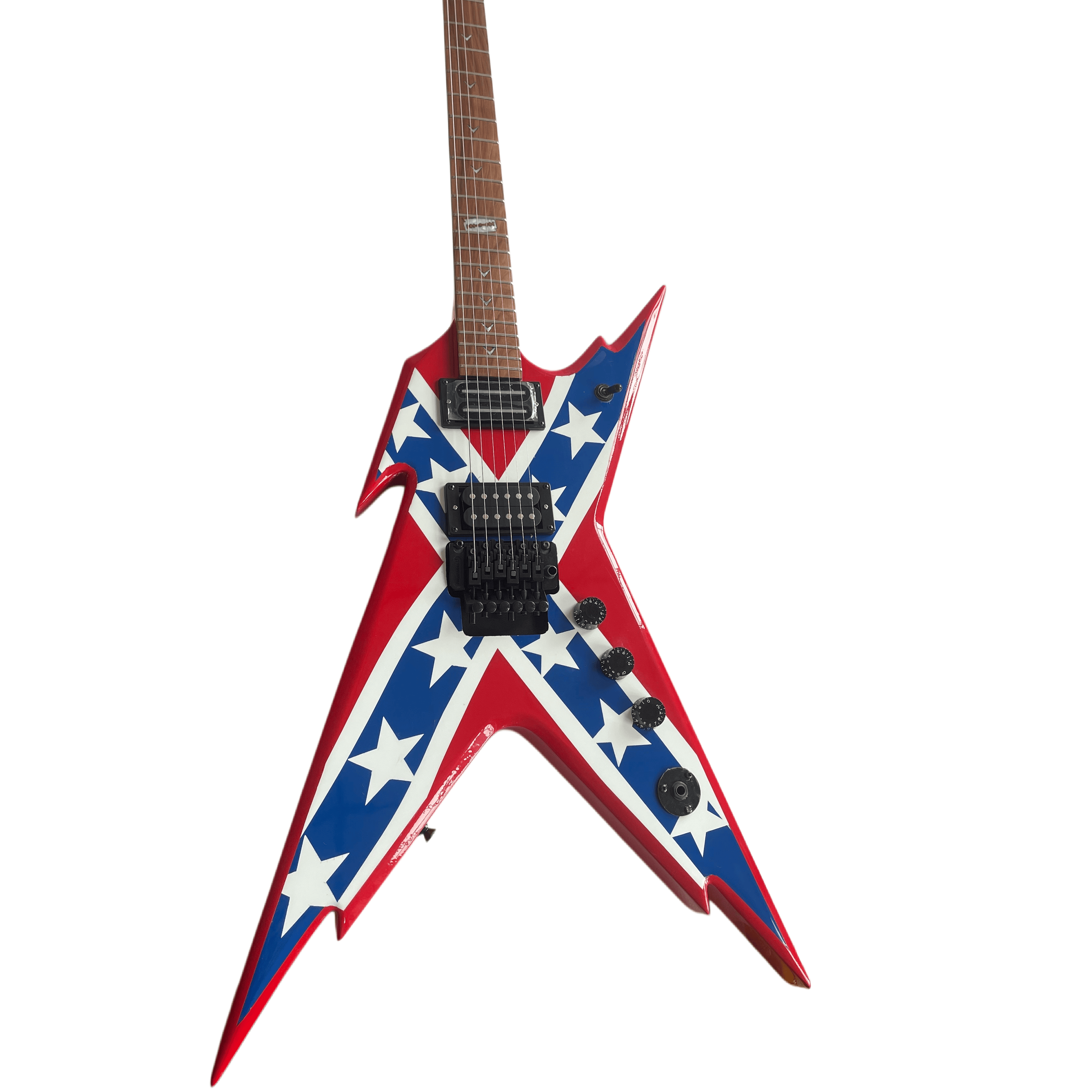 Red 6-string  Razorback Electric Guitar Blue Star Stripe Pattern Rosewood Fingerboard