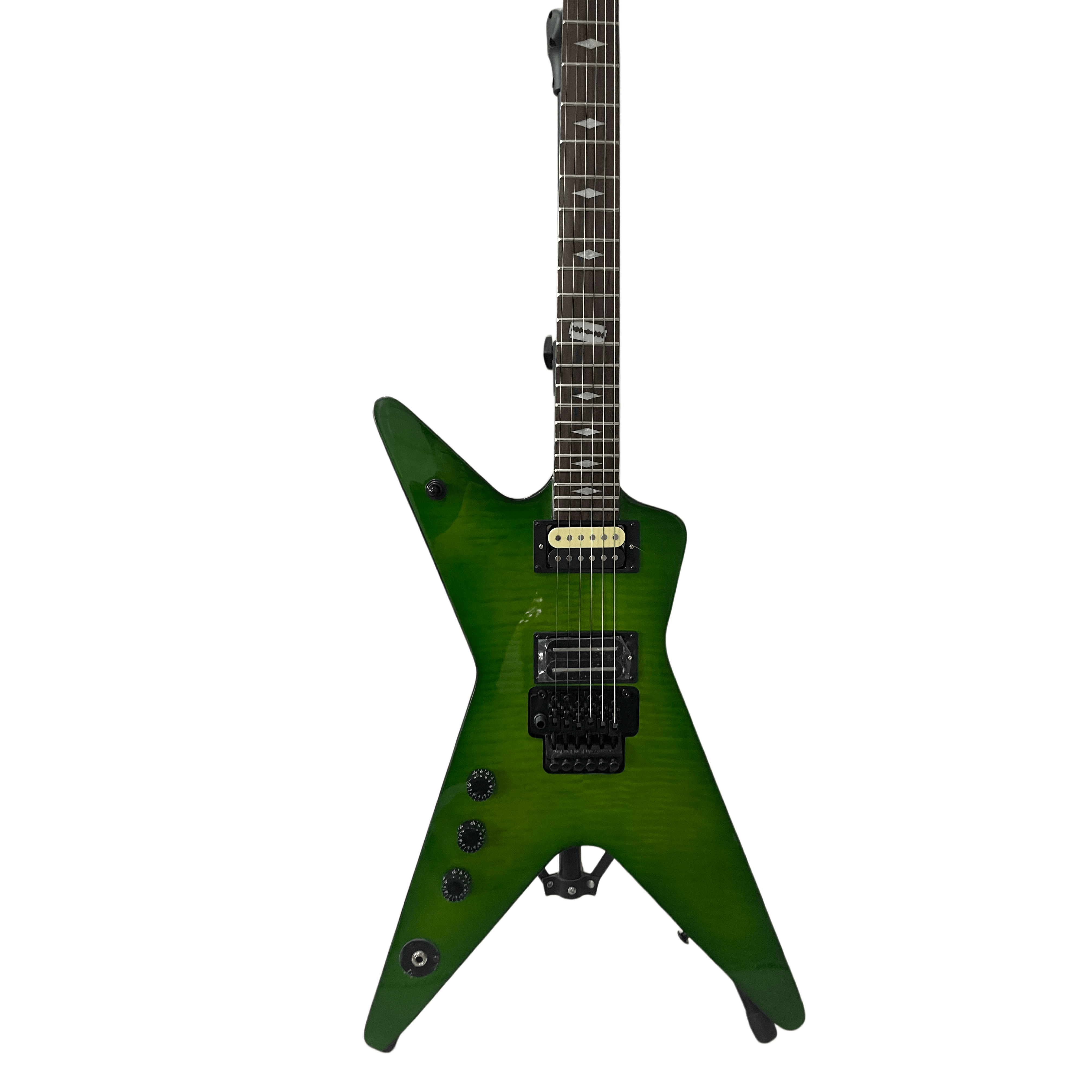 Customized Green Dimebag Electric Guitar Flame Maple Top Floydrose vibrato Left Hand Rosewood Fingerboard