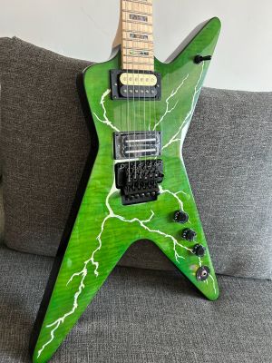 Customized Green Dimebag Electric Guitar Flame Maple Top Floydrose vibrato Maple fingerboard Pearl Shell Inlay