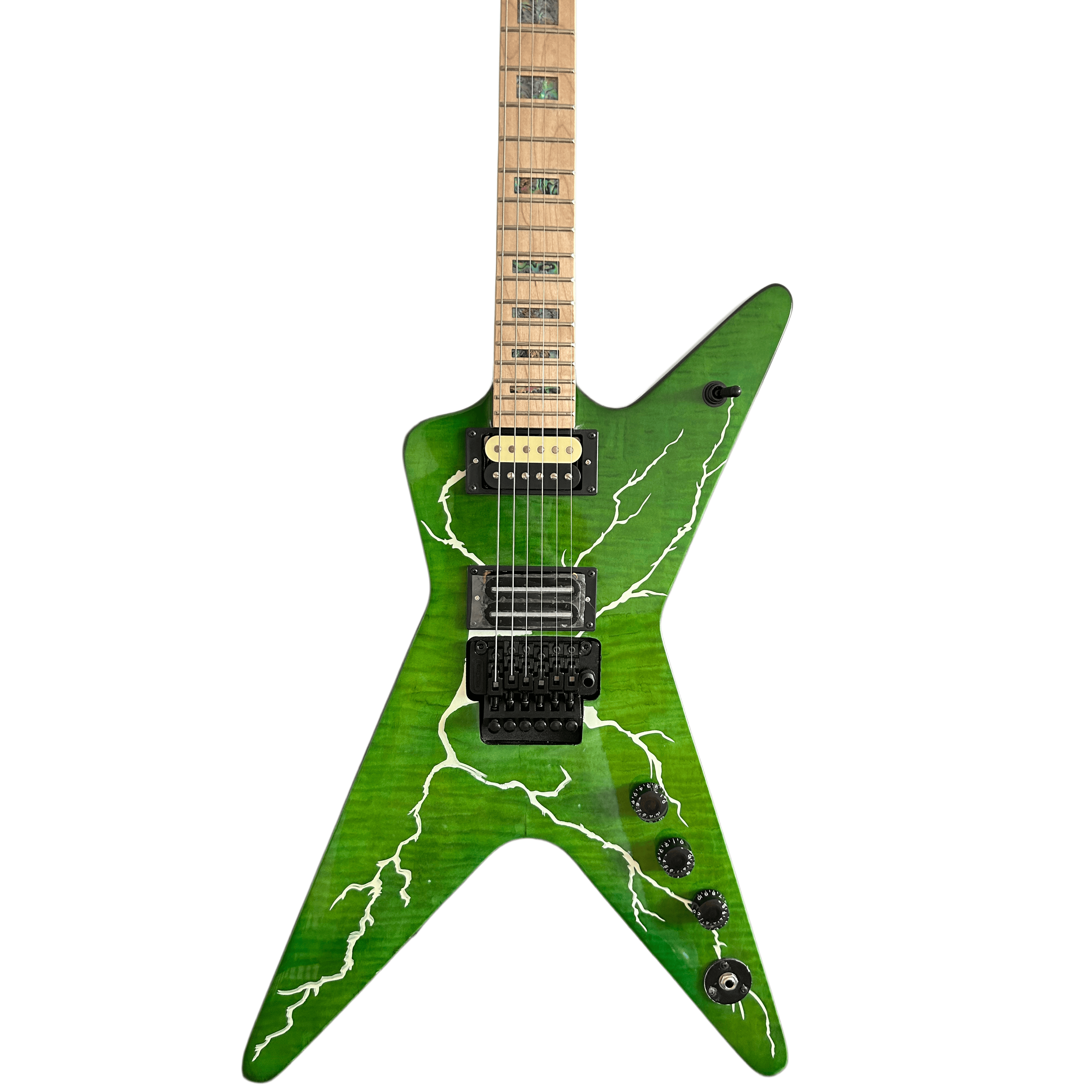 Customized Green Dimebag Electric Guitar Flame Maple Top Floydrose vibrato Maple fingerboard Pearl Shell Inlay