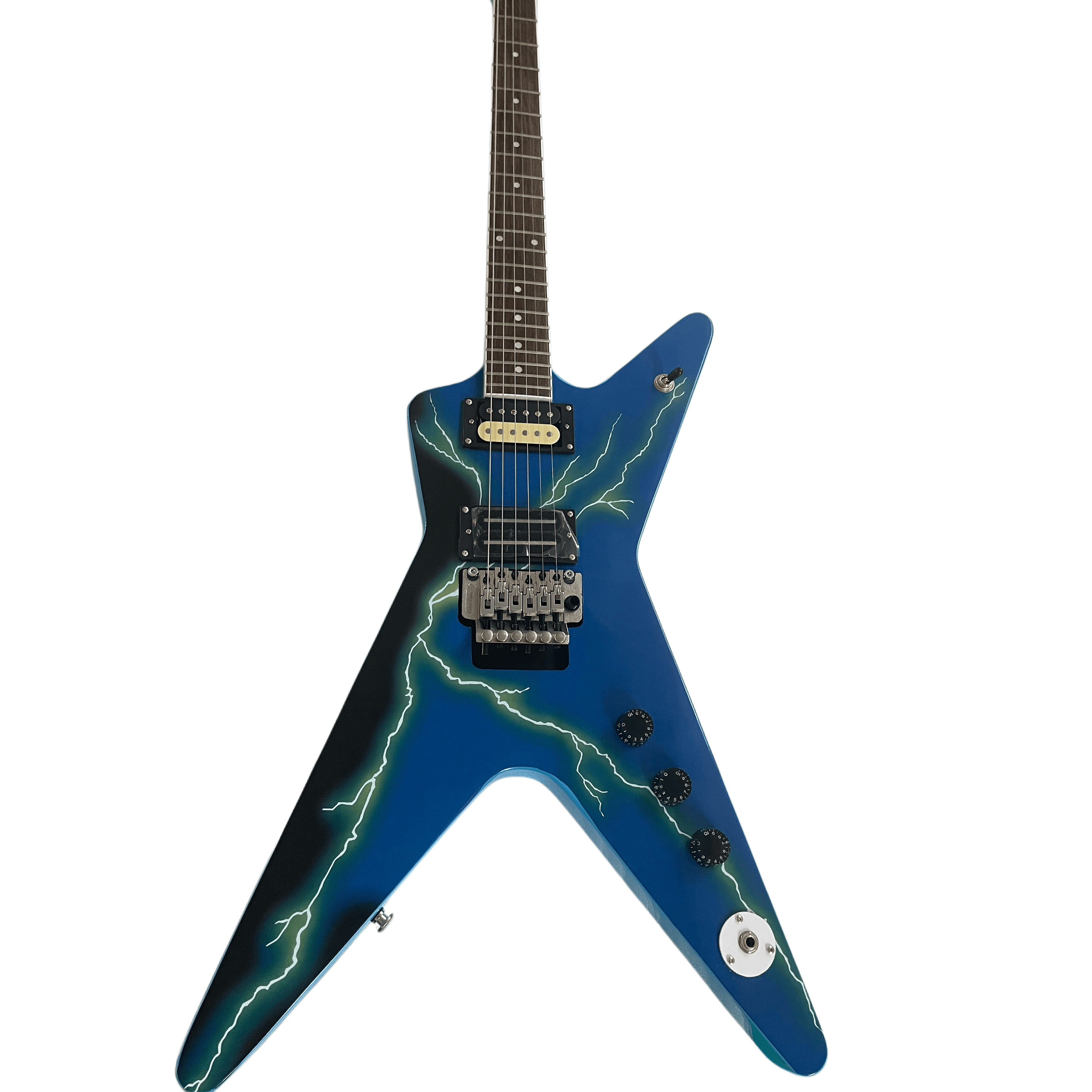 6 Strings Electric Guitar Floydrose Vibrato Blue Lightning Veneer Mahogany Body