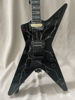 Black Dimebag Custom Electric Guitar FloydRose Vibrato Abalone Inlay 6 Strings