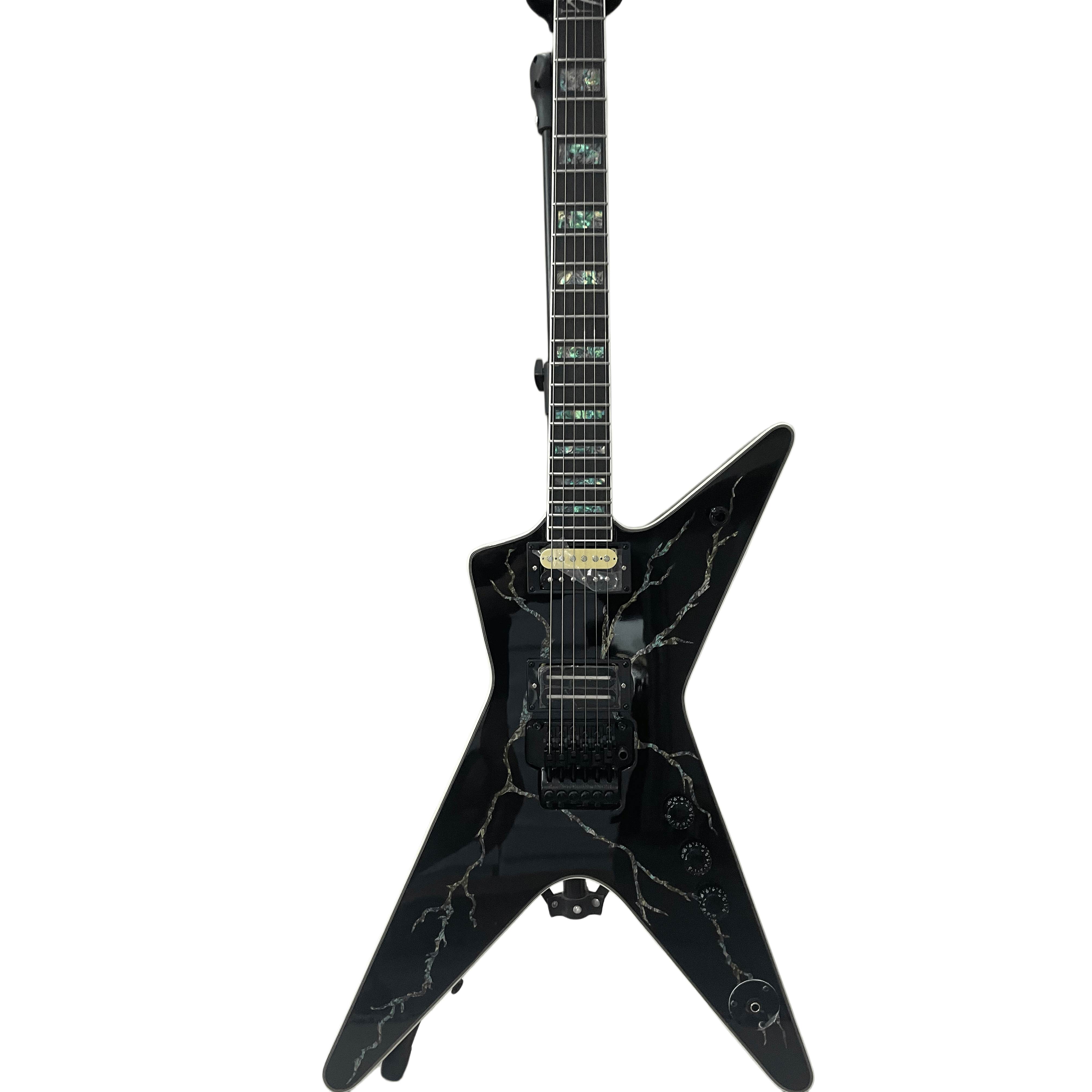 Black Dimebag Custom Electric Guitar FloydRose Vibrato Abalone Inlay 6 Strings