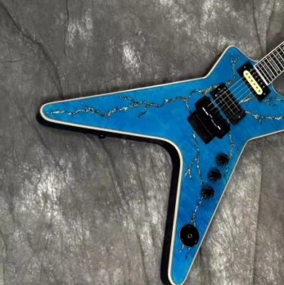 Blue Dimebag Custom Electric Guitar FloydRose Vibrato Abalone Inlay 6 Strings