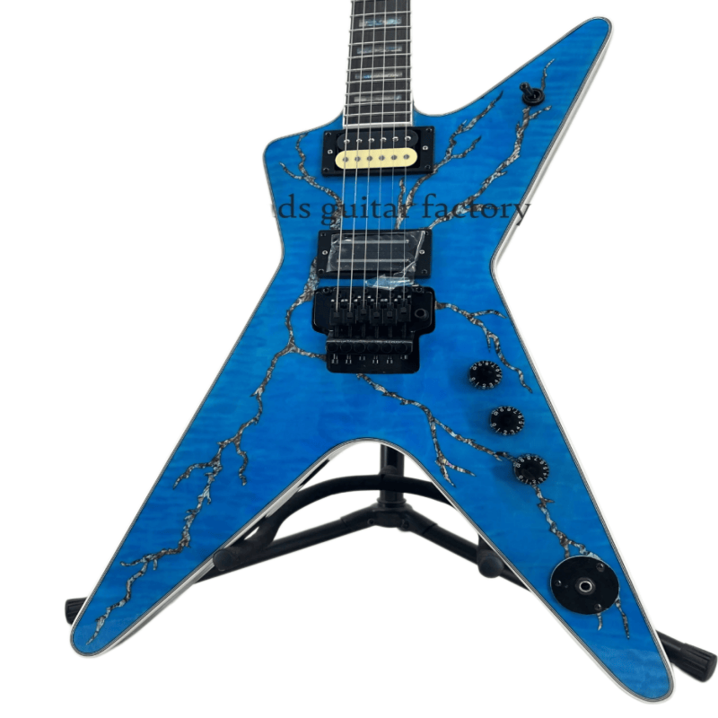 Blue Dimebag Custom Electric Guitar FloydRose Vibrato Abalone Inlay 6 Strings