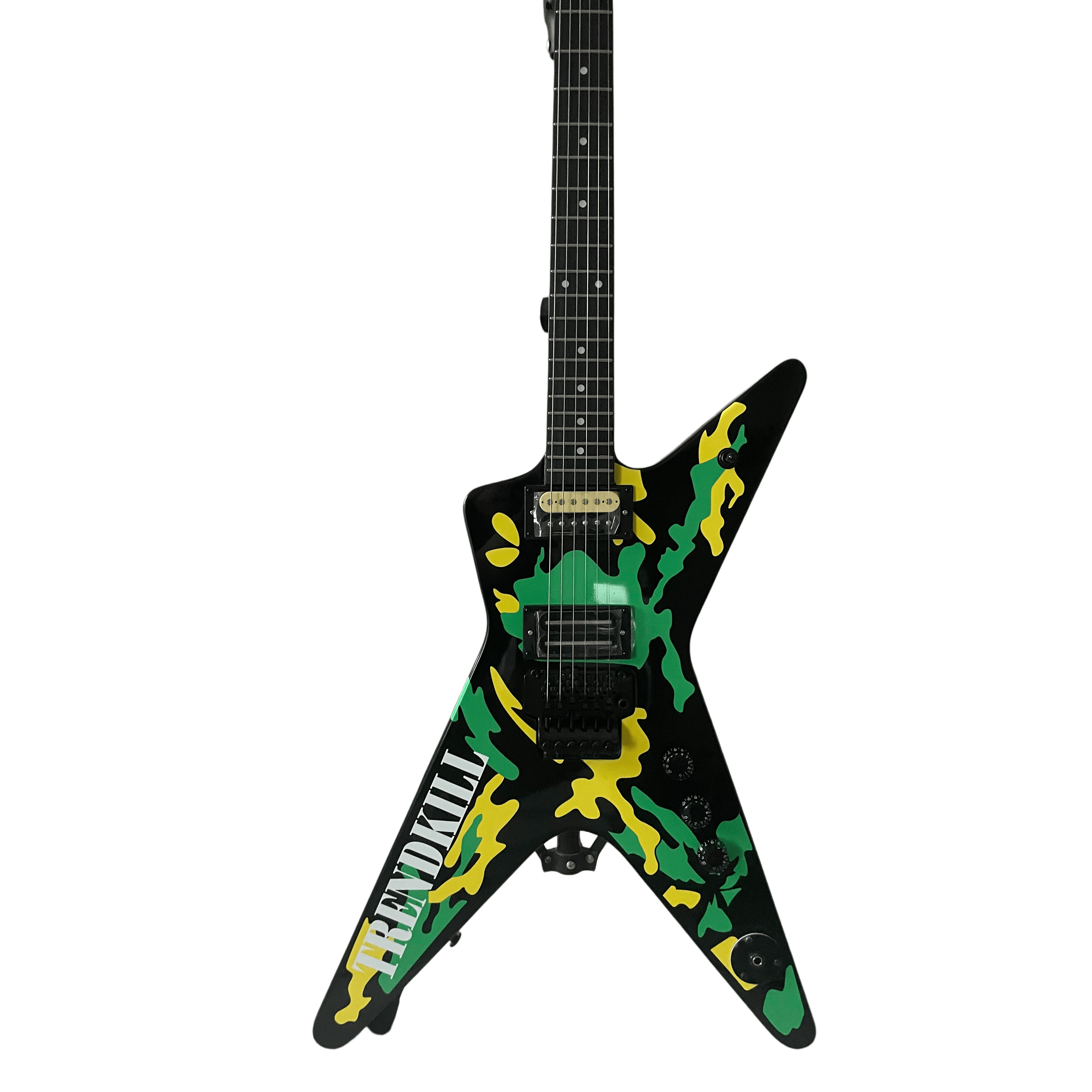 Custom Dimebag Trendkill  CF Electric Guitar 6 strings Skull Body HH Pickup  Black Green