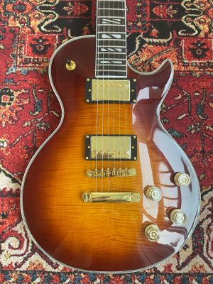 Double-Barreled LP Electric Guitar Flame MapleTop Gold Accessories Mahogany Body Rosewood Fingerboard