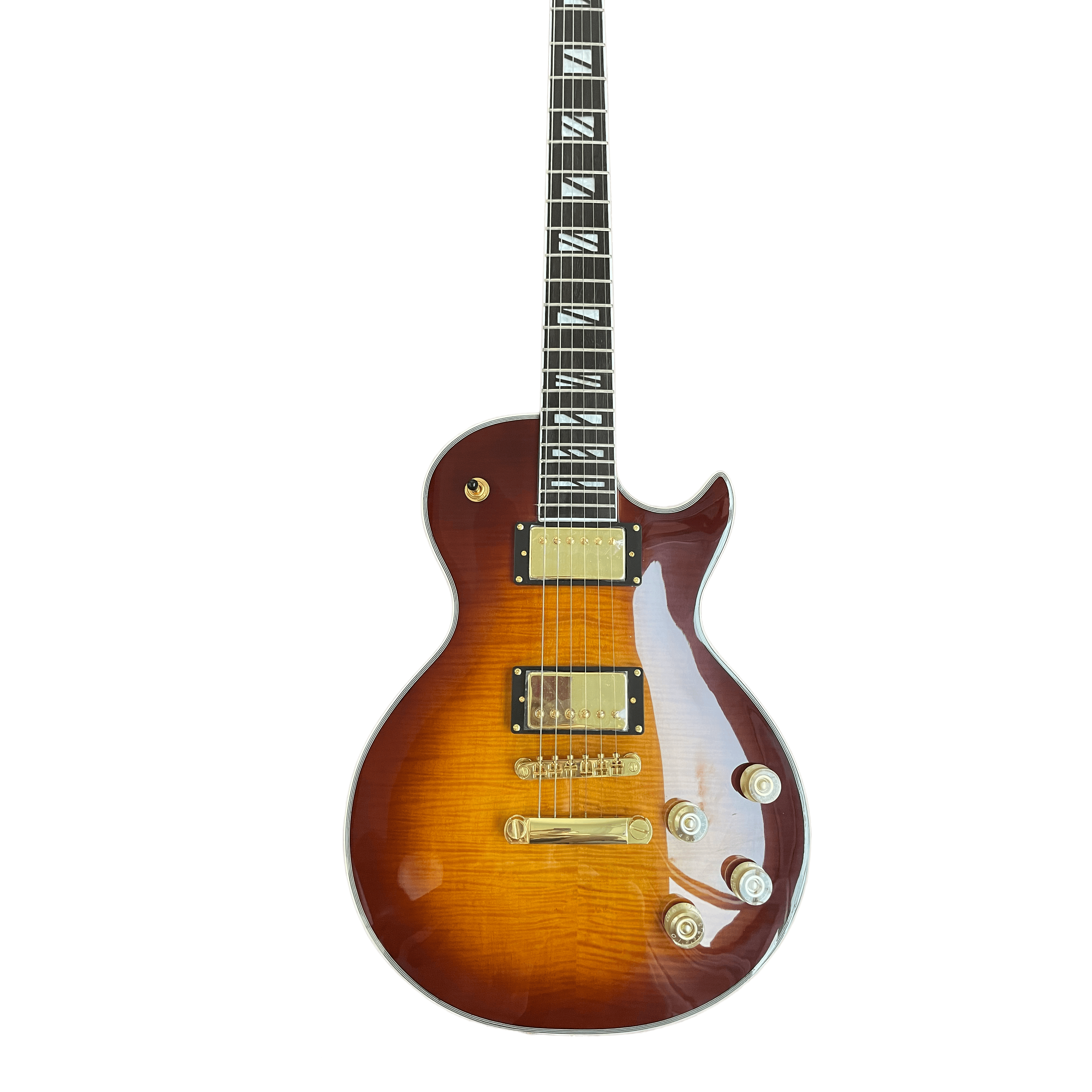 Double-Barreled LP Electric Guitar Flame MapleTop Gold Accessories Mahogany Body Rosewood Fingerboard