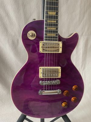 Standard 6 Strings LP Electric Guitar Flame Maple Top  ABR-1 bridge Purple Color
