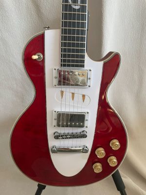 High Quality Fifth Line LP Electric Guitar Mahogany Body Silver Hardware Red
