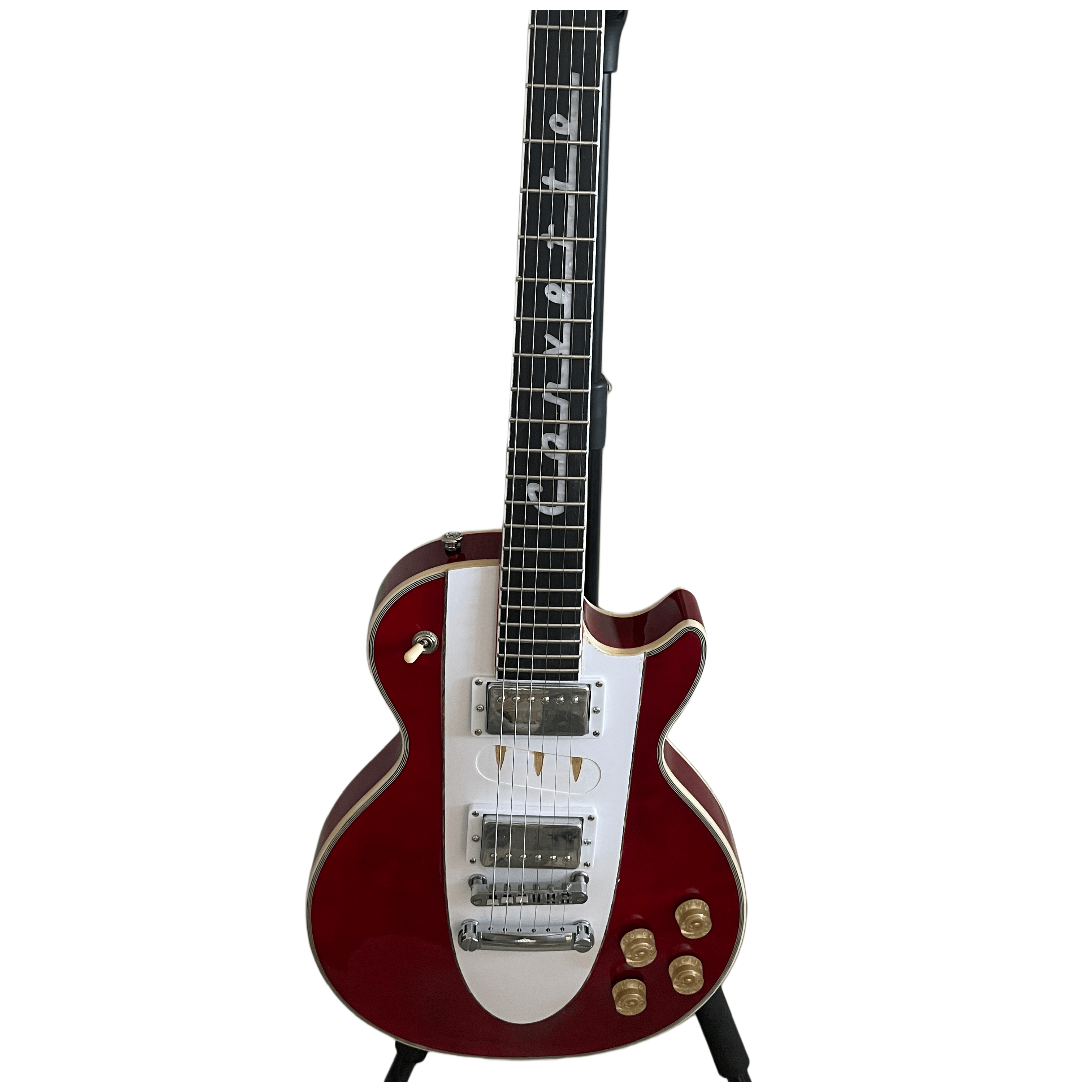 High Quality Fifth Line LP Electric Guitar Mahogany Body Silver Hardware Red