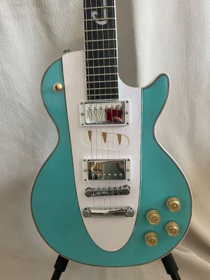 High Quality Fifth Line LP Electric Guitar Mahogany Body Silver Hardware Blue
