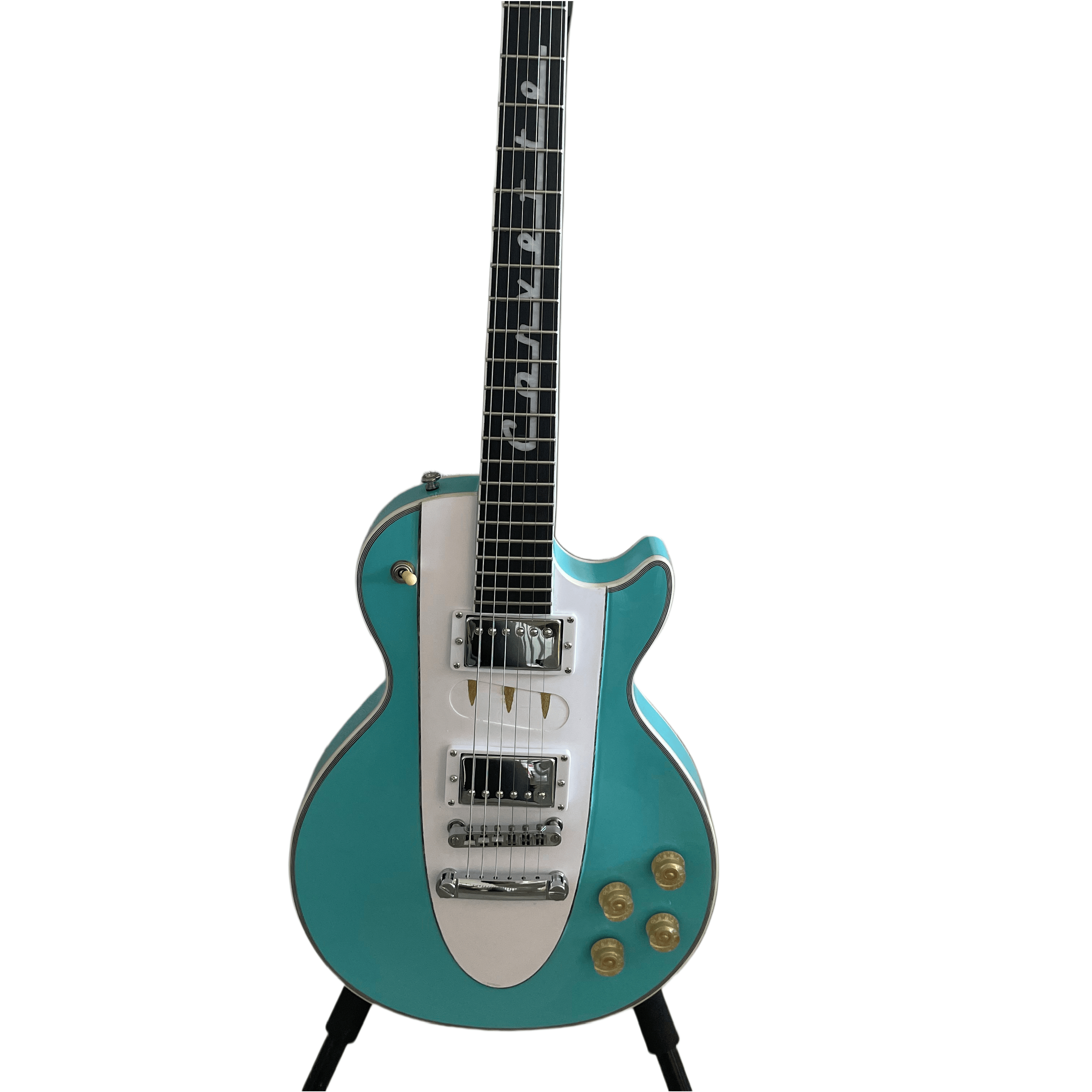 High Quality Fifth Line LP Electric Guitar Mahogany Body Silver Hardware Blue