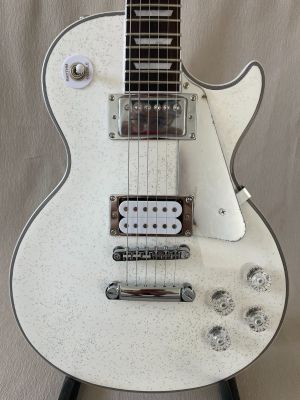 Custom LP Electric Guitar Rosewood Fretboard Glittering White Surface Silver Hardware