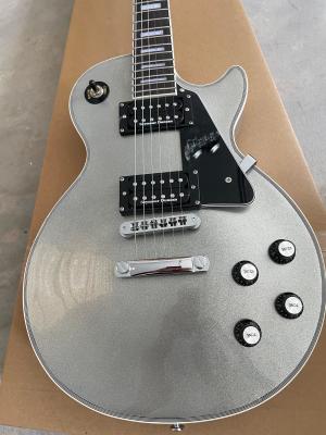 Silver LP Electric Guitar 2H Open Pickups Chrome Hardware With Black Guard 6-String