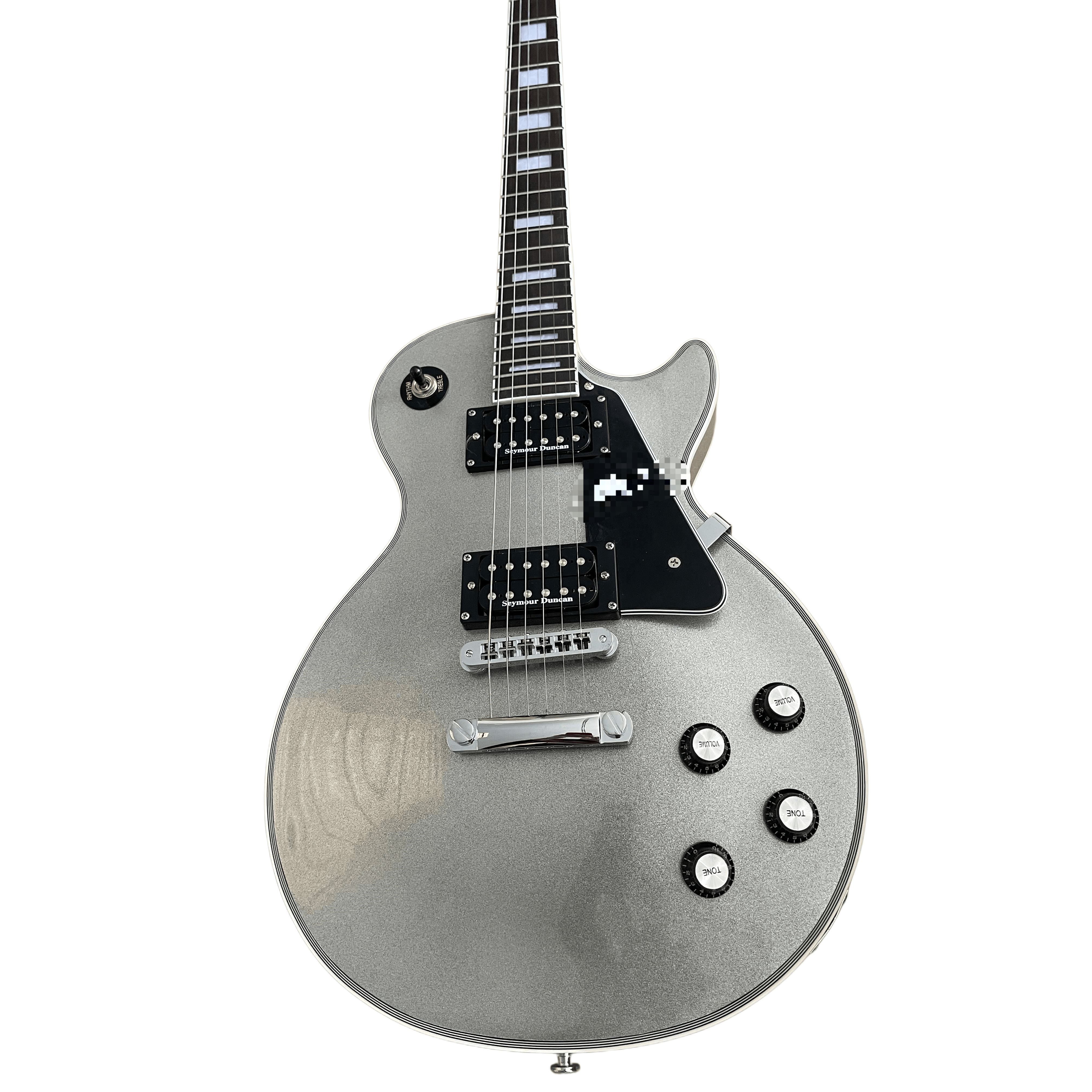 Silver LP Electric Guitar 2H Open Pickups Chrome Hardware With Black Guard 6-String