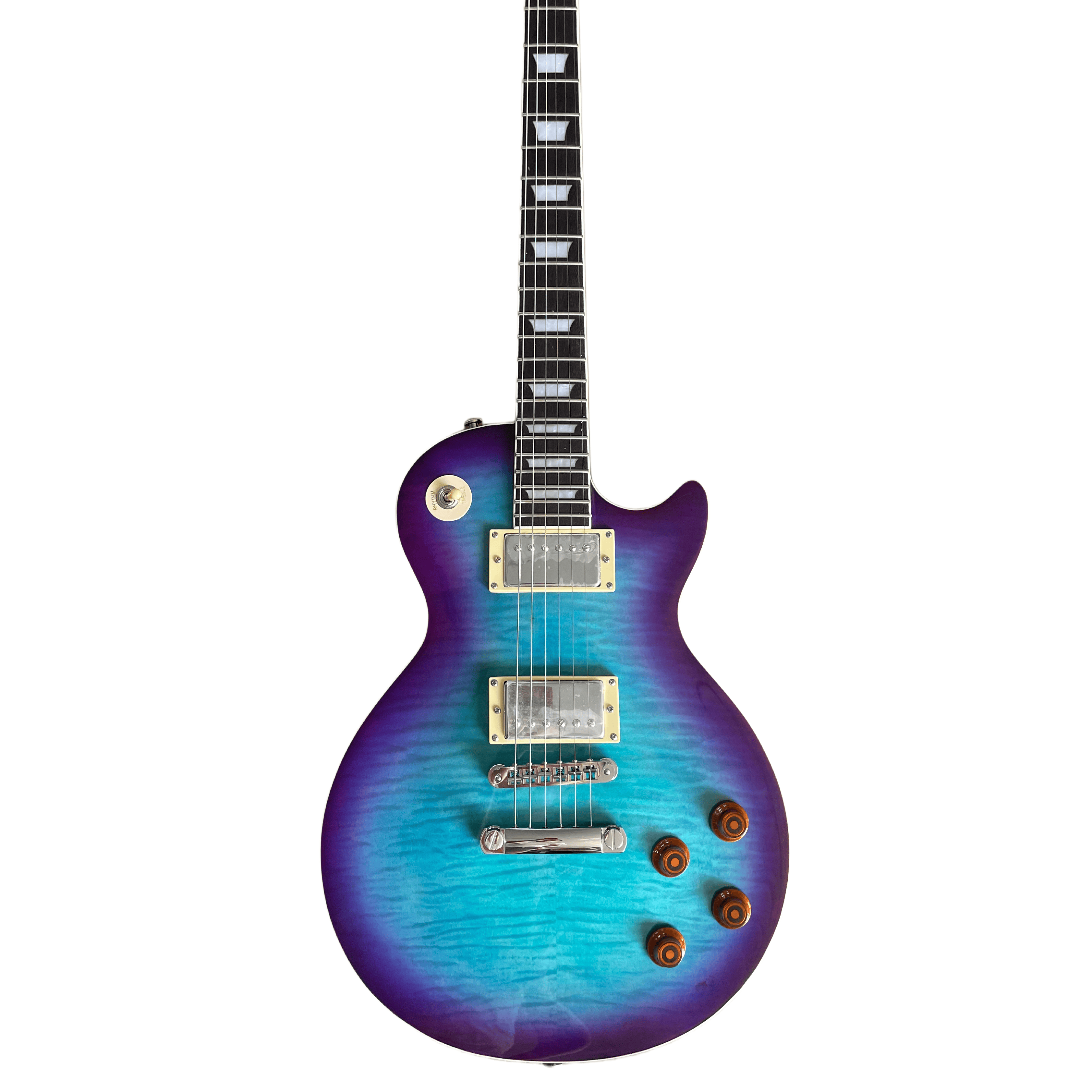 6 String LP Electric Guitar Purple Blue 2H Pickup Fixed Bridge