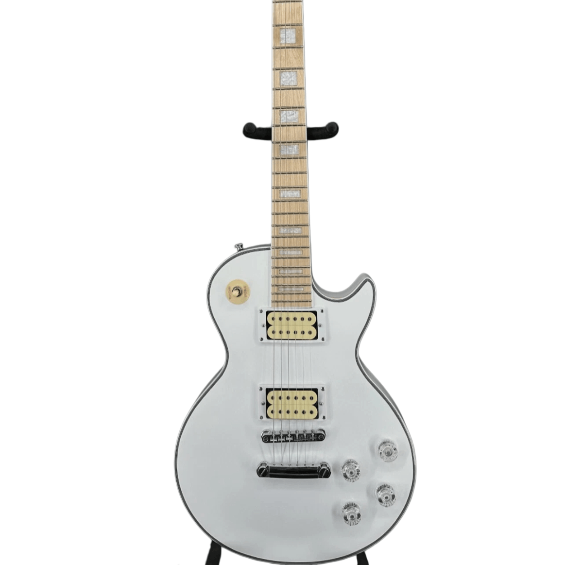White LP Electric Guitar 2H Open Pickups Maple Fretboard Mahogany Body
