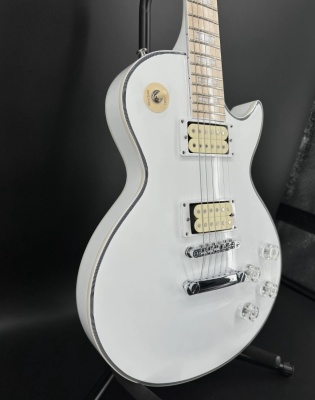 White LP Electric Guitar 2H Open Pickups Maple Fretboard Mahogany Body