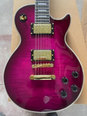 Rosewood Fretboard Electric Guitar Gold Accessory Purple Flame Maple Top 6 String
