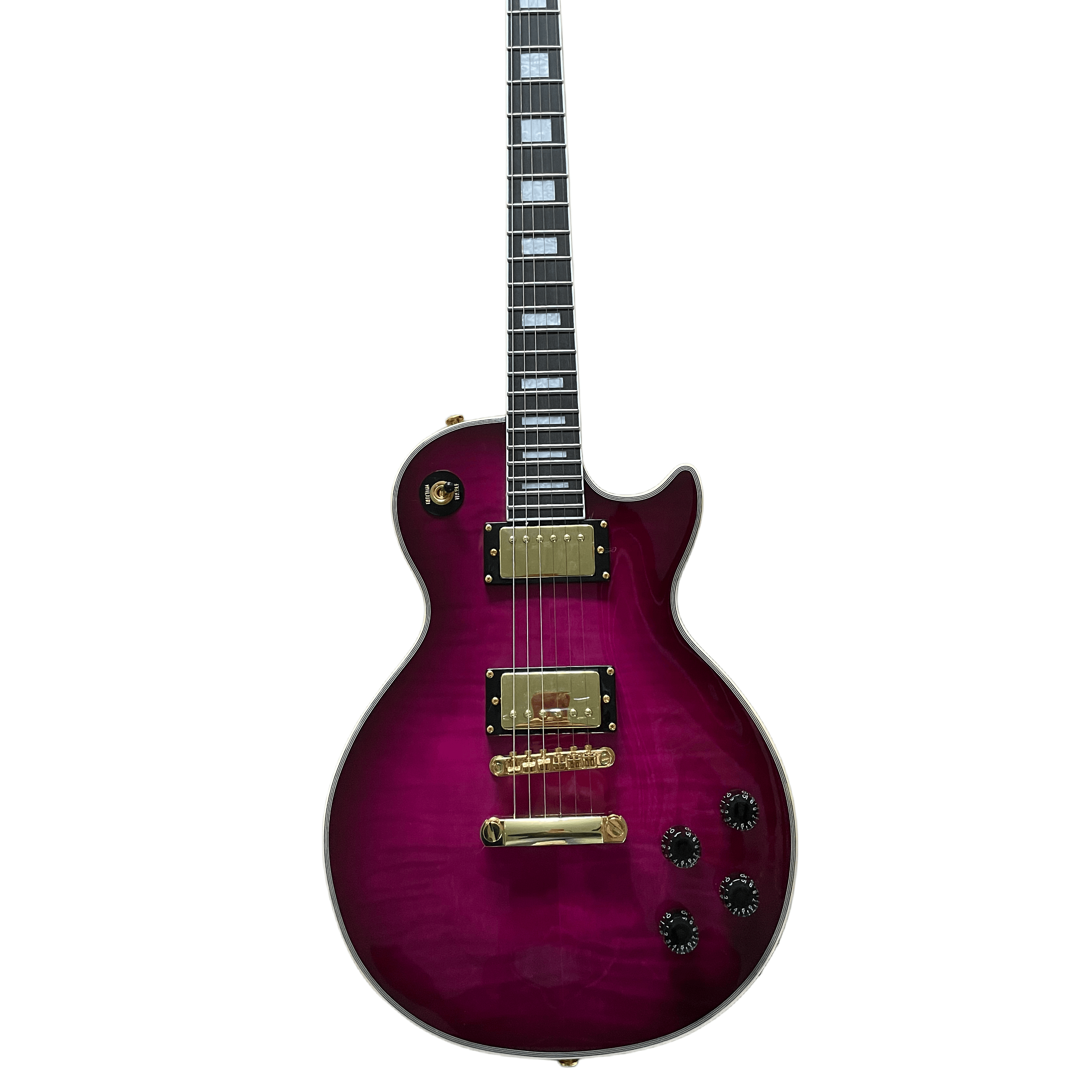 Rosewood Fretboard Electric Guitar Gold Accessory Purple Flame Maple Top 6 String